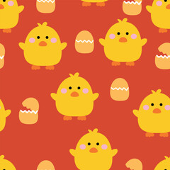 cute drawing cartoon chick and egg seamless pattern. animal pattern background for wallpaper