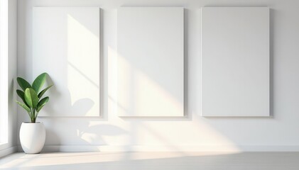 Subtle white rectangular wall panels, sleek design , decor, white