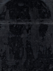 Wet film. Dirty foil. Blue color dust scratches water drops distressed weathered texture aged surface dark grunge on abstract black background.