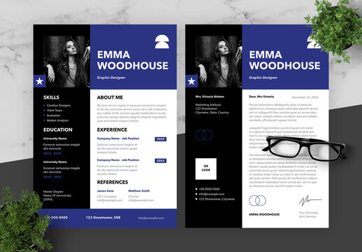 Blue And Black Resume And Cover Letter