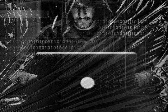 Hacker working on computer cyber crime