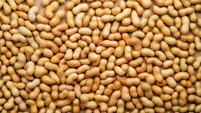 Peanut shell texture background with many whole raw peanuts in natural brown color and rough surface creating warm and earthy feeling perfect for organic food close up image