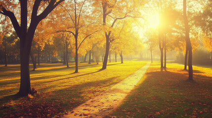 Naklejka premium Colorful foliage in the park. Falling leaves natural background .Autumn season concept. Abstract autumn background
