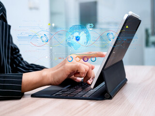 Cyber security, worldwide internet network security technology, privacy digital data protection...