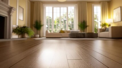 Bright spacious living room with wooden floor and large window allowing natural light to fill space featuring cozy furniture and green plant enhancing warm inviting interior home ambiance