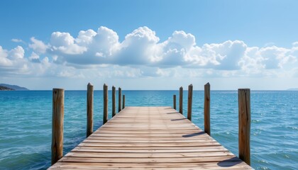 Obraz premium Wooden Pier Leading to Tranquil Ocean