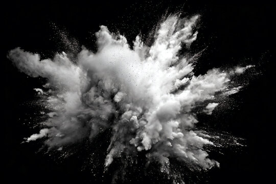 a black and white photo of a cloud of powder
