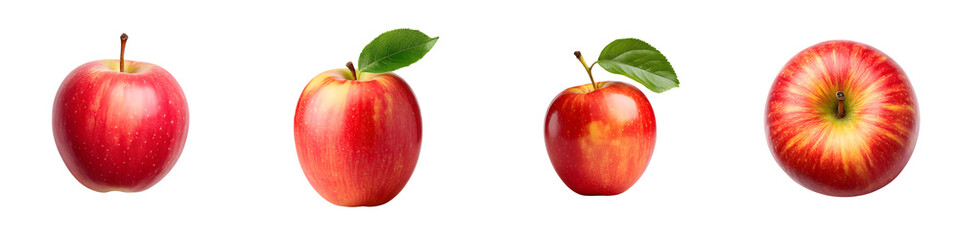 Assorted Red Apples Collection. Fresh, Juicy Fruit Isolated on White Background
