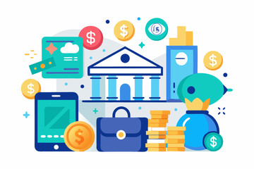 Banking Finance Mobile App Design Money Business Icons Scalable Logo Graphic for Branding and Marketing