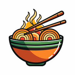Delicious steaming noodle bowl design perfect for restaurant menus branding food logos and Asian cuisine themed projects offering a vibrant and appetizing visual