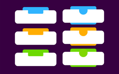 Infographic six colorful business promotion blank text boxes on a purple background.