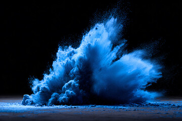 a blue powder cloud is in the air