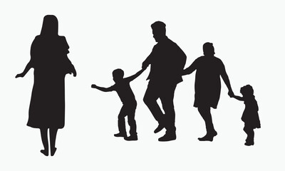 family silhouette vector