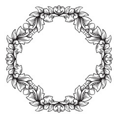 Illustration of floral frame design with copy space on black and white