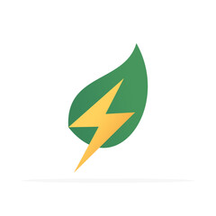 Leaf with Lightning Bolt icon, colored flat vector. Modern and minimalist design
