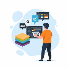Creative Video Editor Works on Computer Project Concept
