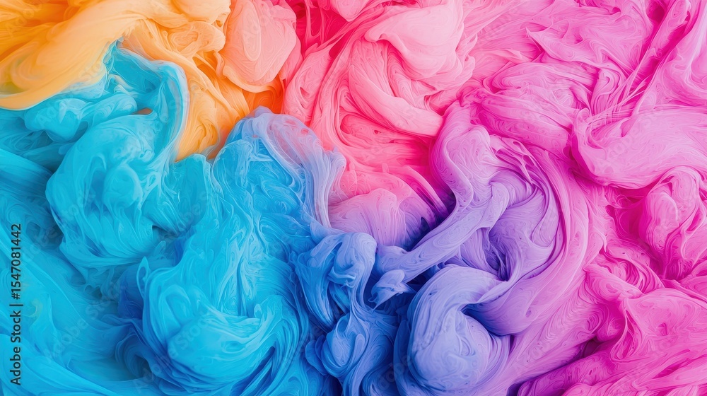 Poster vibrant swirls of colorful paints blending together in a dynamic abstract artwork on a smooth backgr