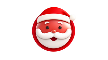 Festive Santa Claus emoji design perfect for Christmas cards and websites Isolated on transparent background