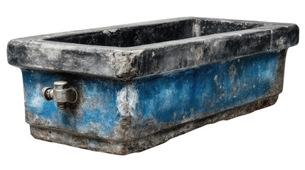 Fototapeta premium Rustic Basin: An aged, textured basin with visible signs of wear and tear sits isolated, evoking the feeling of time-honored utility and the passage of history.