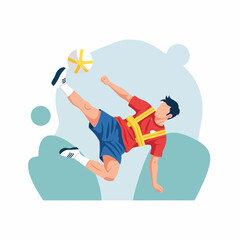 Obraz premium Man Doing Football Freestyle Kick Illustration Vector Graphic Design