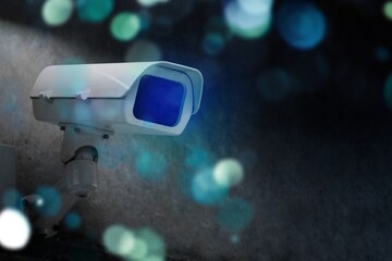 Closeup of CCTV camera on the wall