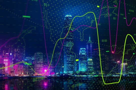 Night view of Victoria Harbor, Hong Kong