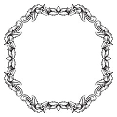 Illustration of floral frame with vignetted corners on white
