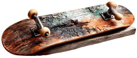 Aged wooden skateboard