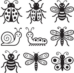 Cute Bug Doodle Set with Insects and Critters in Whimsical Hand-Drawn Style