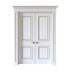 White double door with frame isolated on transparent background