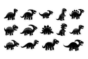 Dinosaur Silhouettes Pattern Cute Cartoon Dinosaurs