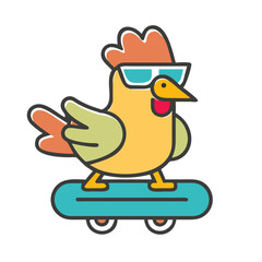 Chicken on a skateboard