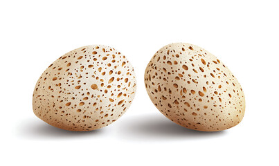 Realistic and artistic representations of almonds, almond farming, processing, and almond-based products like milk, butter, and oil isolated on a white background.