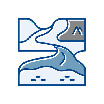 Illustration of river between mountain