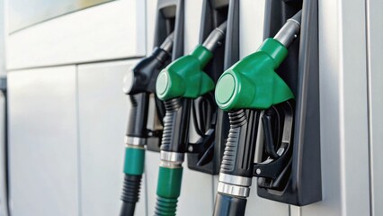 Alternative energy  delivery services concept. Fuel pumps at a gas station ready for refueling vehicles.
