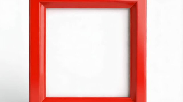 Vibrant red picture frame standing upright against a plain white background, suitable for artwork or images.