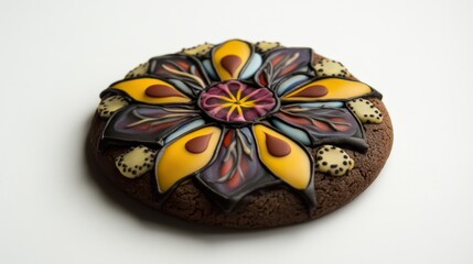 Colorful Sugar Cookie with Intricate Floral Pattern Design