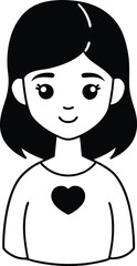 Cute Girl Avatar with Heart Cheek Design.
