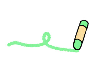 クレヨンで描いたクレヨンのシンプルイラスト(緑)
