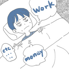 悩みすぎて眠れない男性