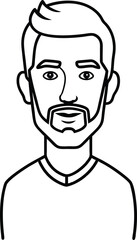 Man Avatar Line Icon With Beard.