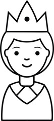 Minimal Line Art Avatar with Crown.