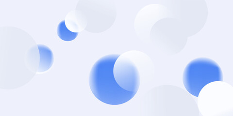 Abstract soft light with white and blue bubble ball background. Trendy minimal design. Vector illustration