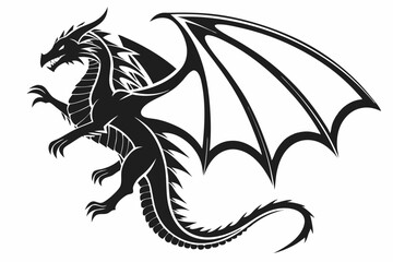 Iconic Dragon: Black Silhouette on White