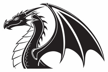 Minimal Dragon: Black Silhouette Vector Icon