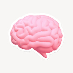 Human brain icon sticker with white border