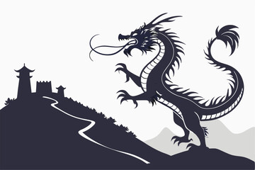 Mythic Grace: Silhouette of a Chinese Dragon