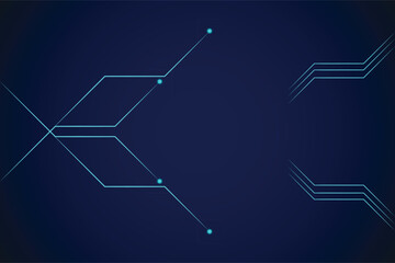 Futuristic Circuit Technology Background with Neon Blue Lines and Digital Network Elements