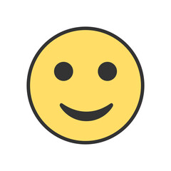 Fototapeta premium simple smiling face emoticon with outline stroke vector illustration isolated on white background