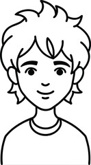 Outline Icon of Avatar with Messy Hair.
